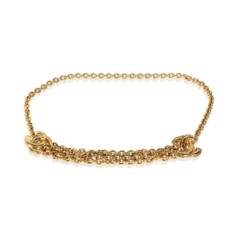 Chanel Gold Plated Vintage Quilted CC Belt fv