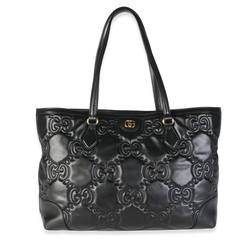 Gucci Black Calfskin GG Matelasse Medium Ophidia Shopping Tote Handbag fv