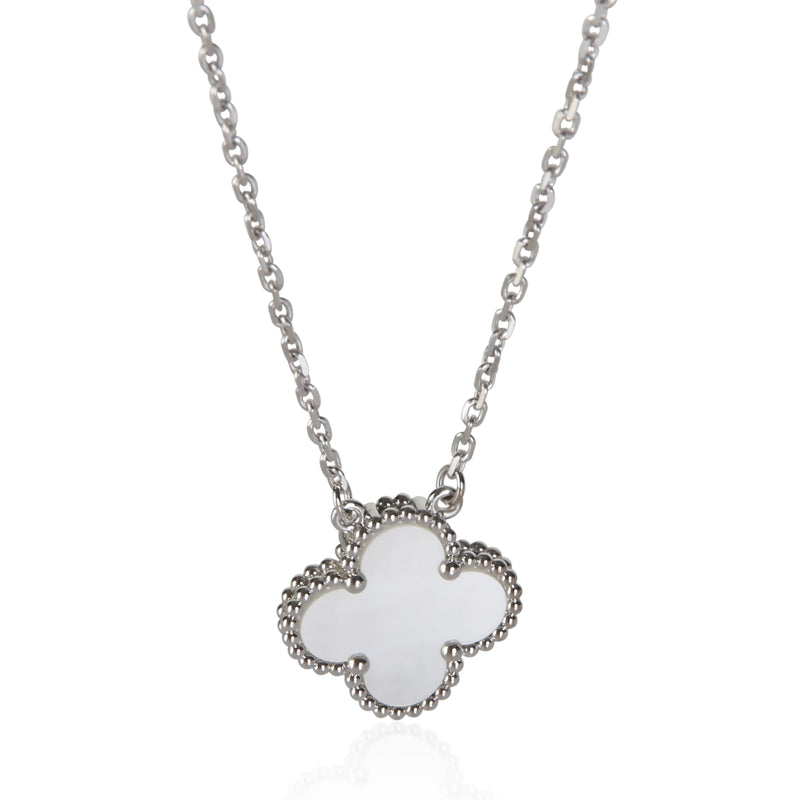 Van Cleef & Arpels White Gold Mother Of Pearl Vintage Alhambra Pendant fv