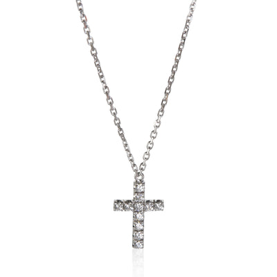 Cartier White Gold Diamond Symbols Cross Pendant fv