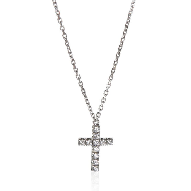 Cartier White Gold Diamond Symbols Cross Pendant fv