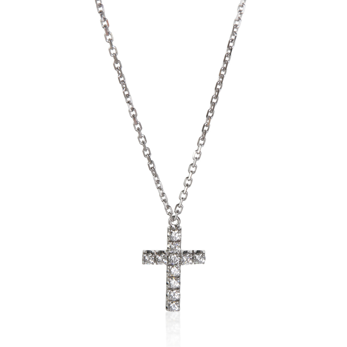 Cartier White Gold Diamond Symbols Cross Pendant fv