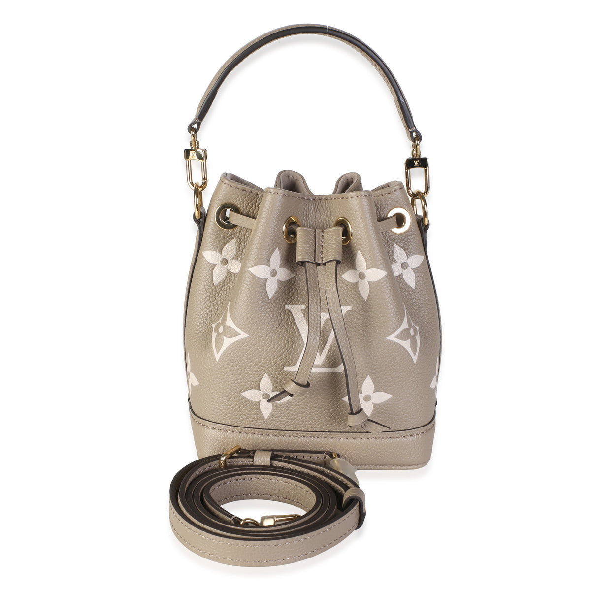 Louis Vuitton Tourterelle Creme Empreinte Monogram Giant Nano Noe Handbag id