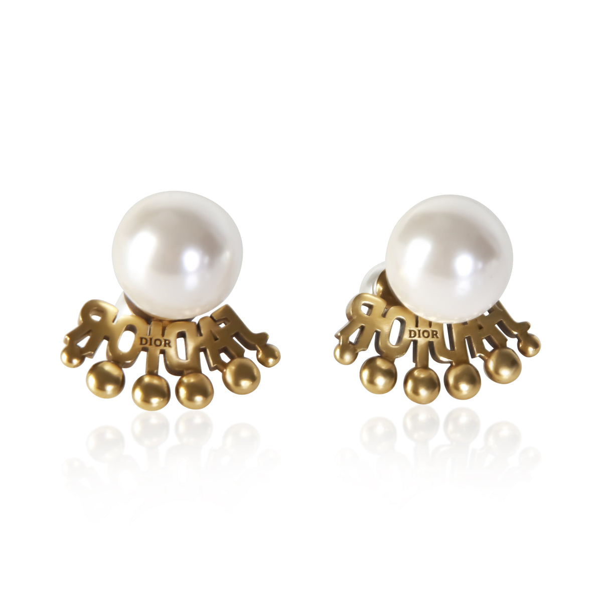 Christian Dior Gold Plated Faux Pearl Tribal J'Adior Drop Earrings 3