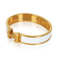 Hermès Gold Plated Clic H In Blanc Bracelet 2