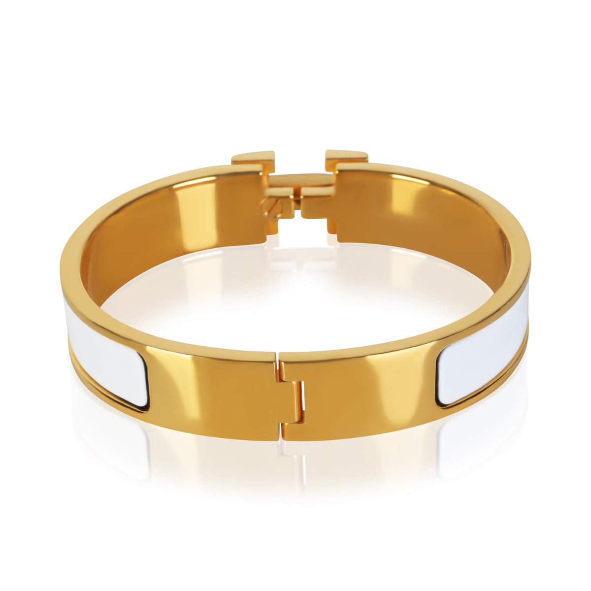 Hermès Gold Plated Clic H In Blanc Bracelet 3
