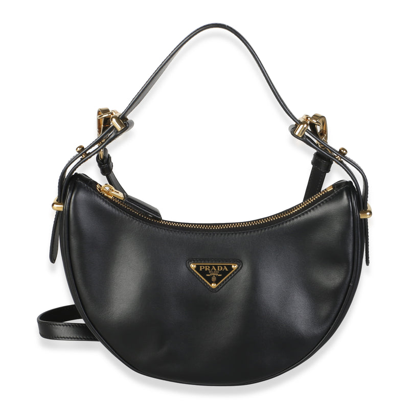 Prada Black Smooth Leather Arque Shoulder Bag Handbag id