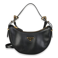 Prada Black Smooth Leather Arque Shoulder Bag Handbag id