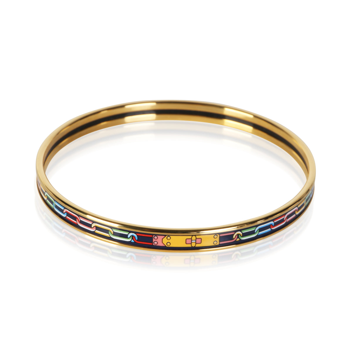 Hermès Gold Plated Extra Narrow Enamel Bracelet 2