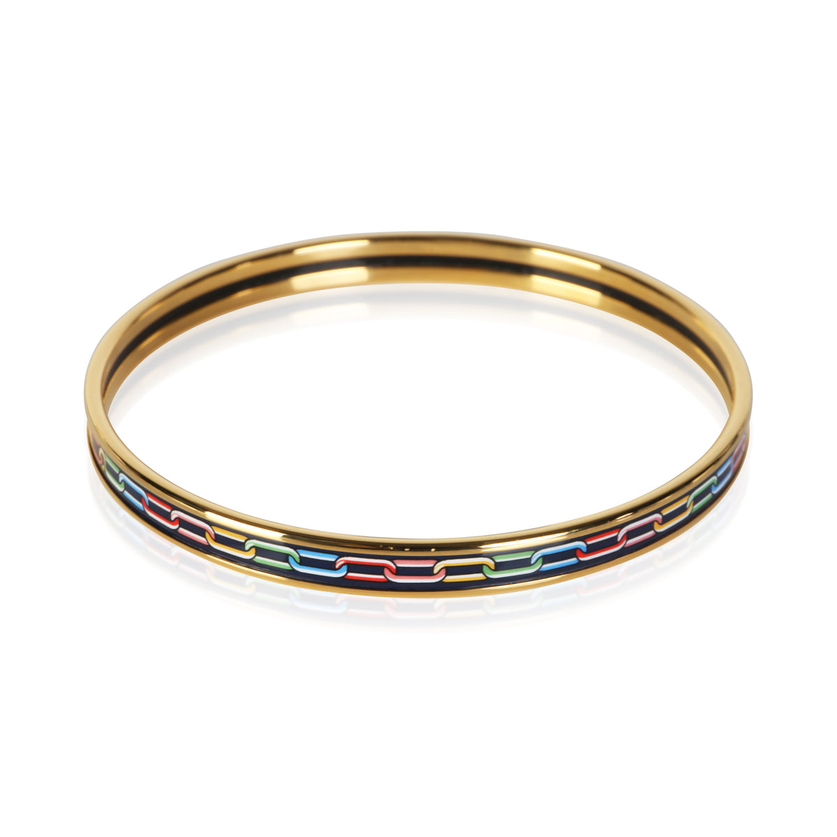 Hermès Gold Plated Extra Narrow Enamel Bracelet 3