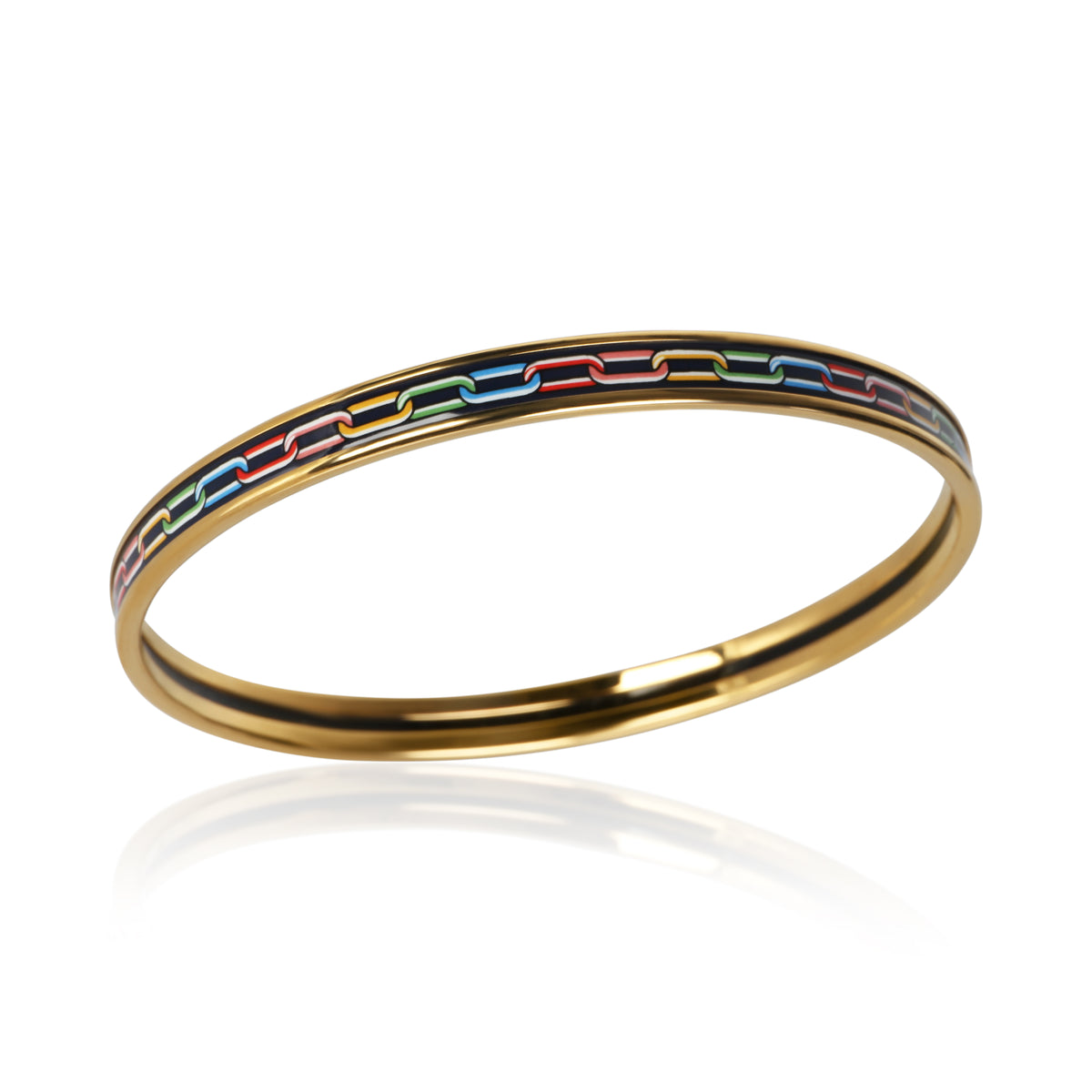Hermès Gold Plated Extra Narrow Enamel Bracelet 4