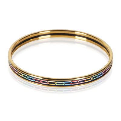 Hermès Gold Plated Extra Narrow Enamel Bracelet fv