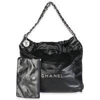 Chanel Black Quilted Shiny Calfskin  22 Hobo Handbag id