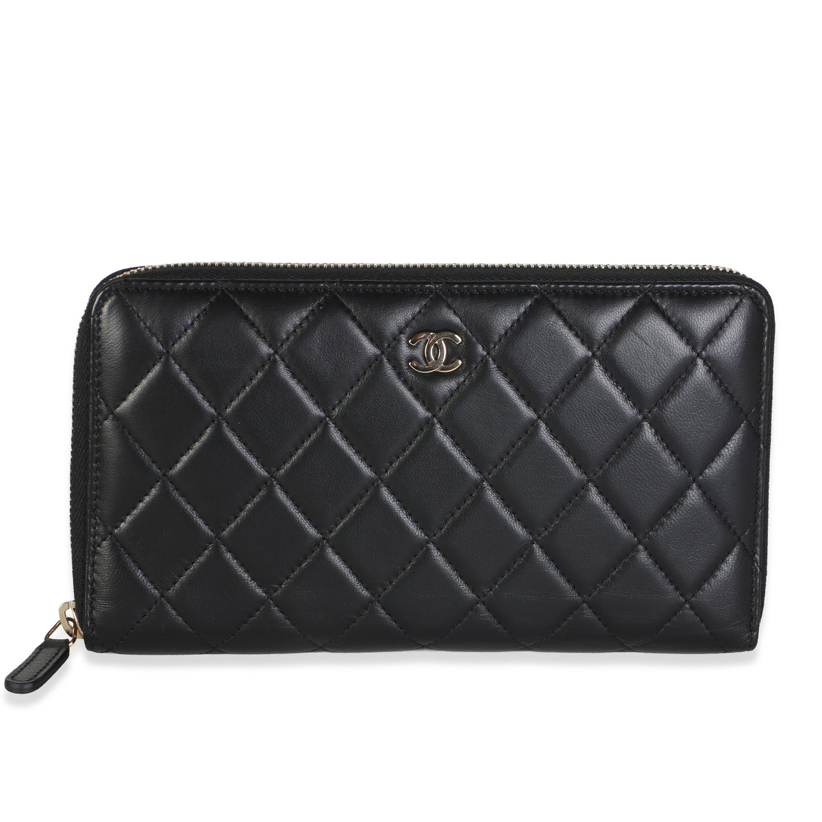 Chanel Black Quilted Lambskin Large Zip Around Organizer Wallet Wallet id