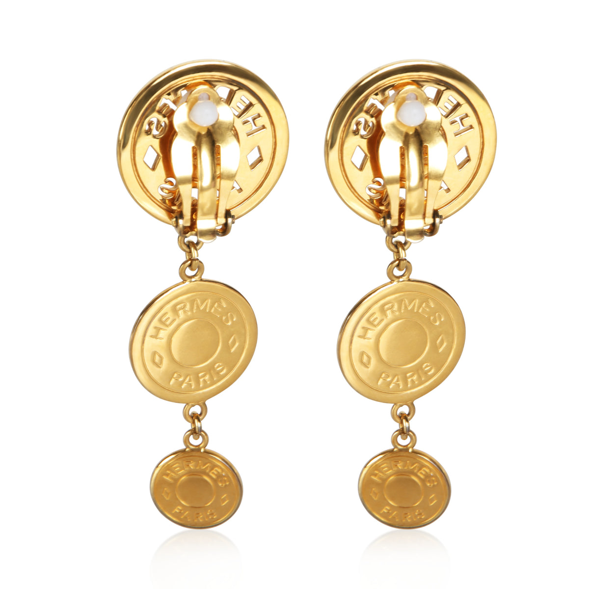Hermès Gold Plated Vintage Clou De Selle Drop Earrings 2