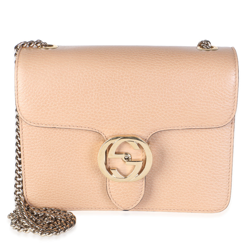 Gucci Dark Beige Dollar Calfskin Interlocking G Small Bag Handbag fv