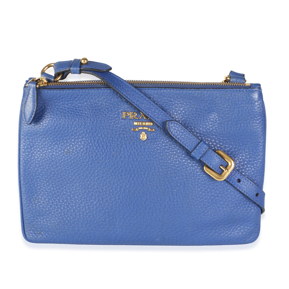 Prada Bluette Vitello Phenix Double Zip Crossbody Bag Handbag id