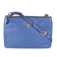 Prada Bluette Vitello Phenix Double Zip Crossbody Bag Handbag id