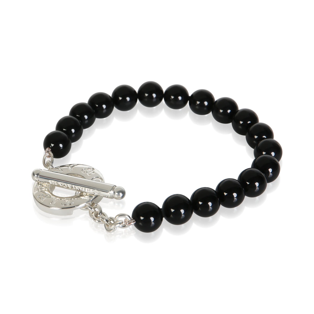 Tiffany & Co. Sterling Silver Onyx Toggle Bracelet 2