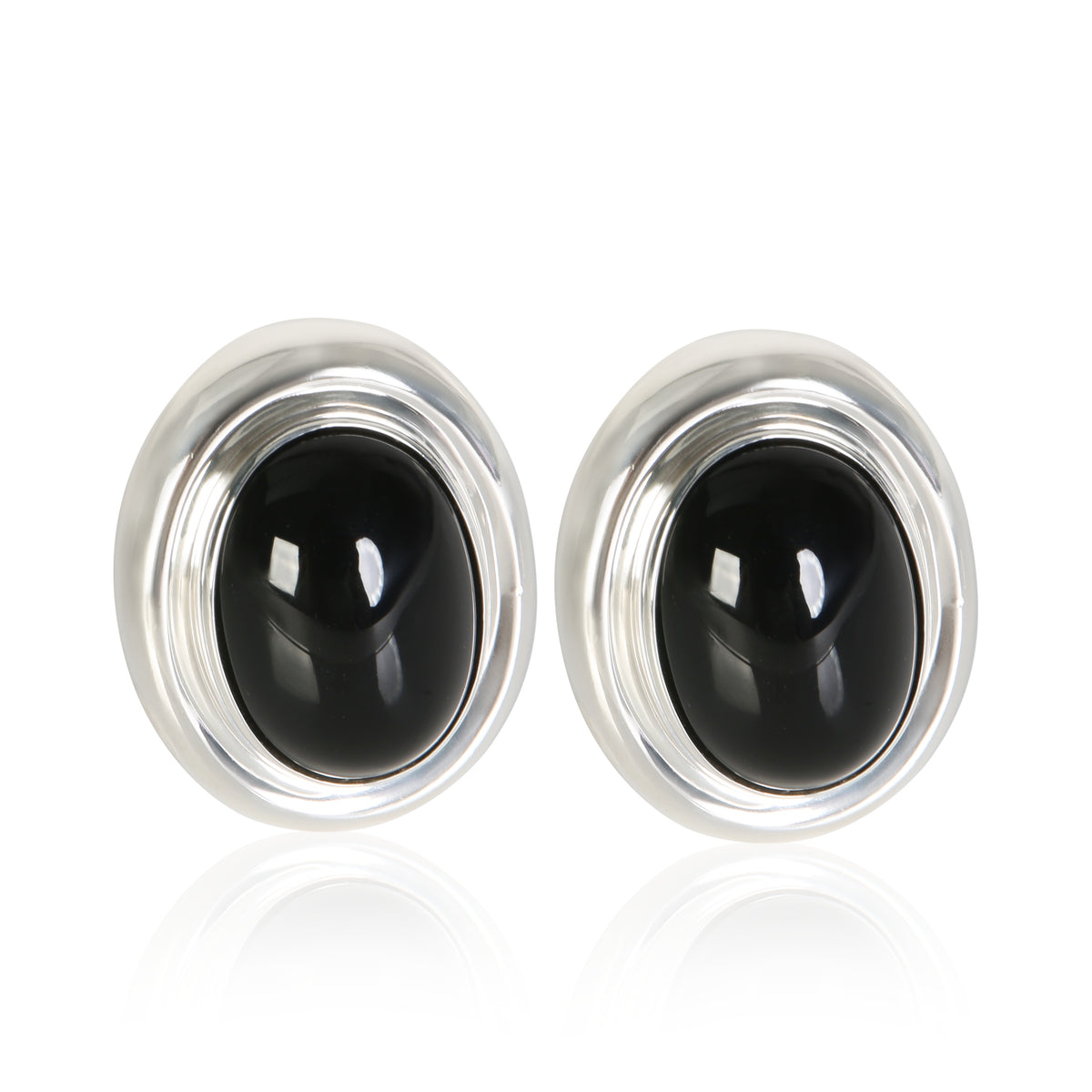 Tiffany & Co. Sterling Silver Onyx Paloma Picasso Earrings fv