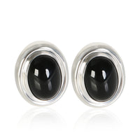Tiffany & Co. Sterling Silver Onyx Paloma Picasso Earrings fv