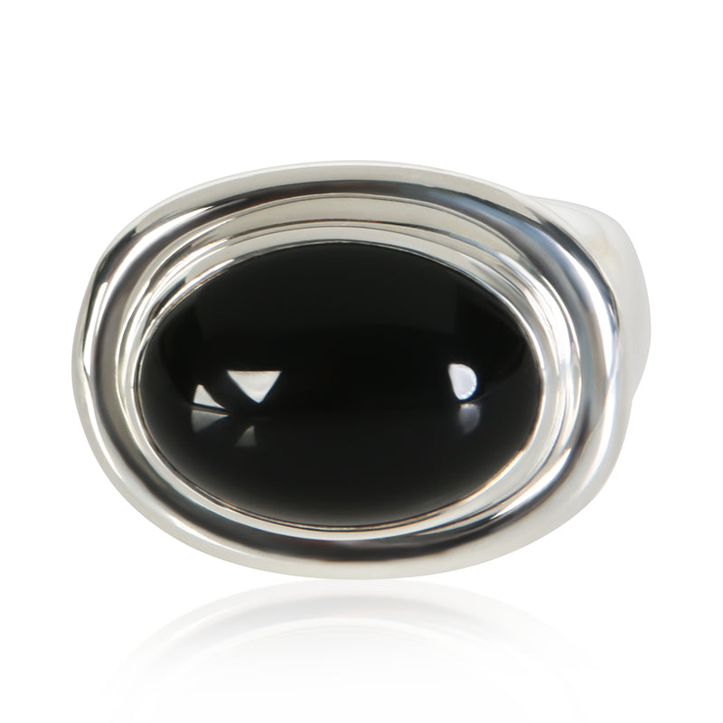 Tiffany & Co. Sterling Silver Onyx Vintage Paloma Picasso Ring fv