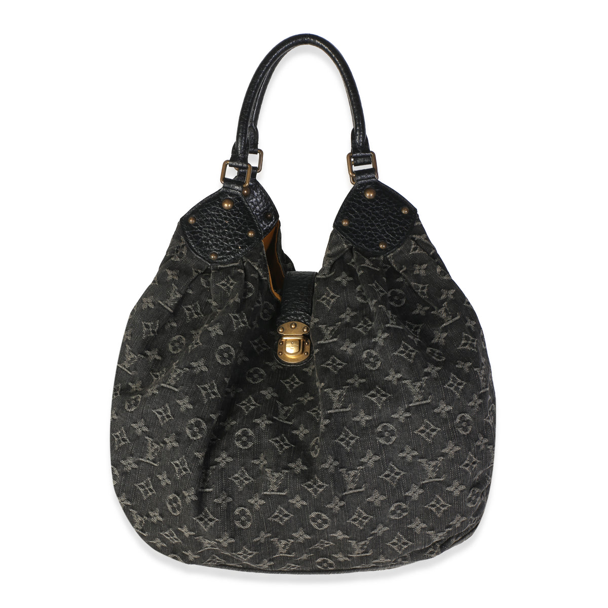 Louis Vuitton Black Monogram Denim Mahina XL Hobo Handbag id