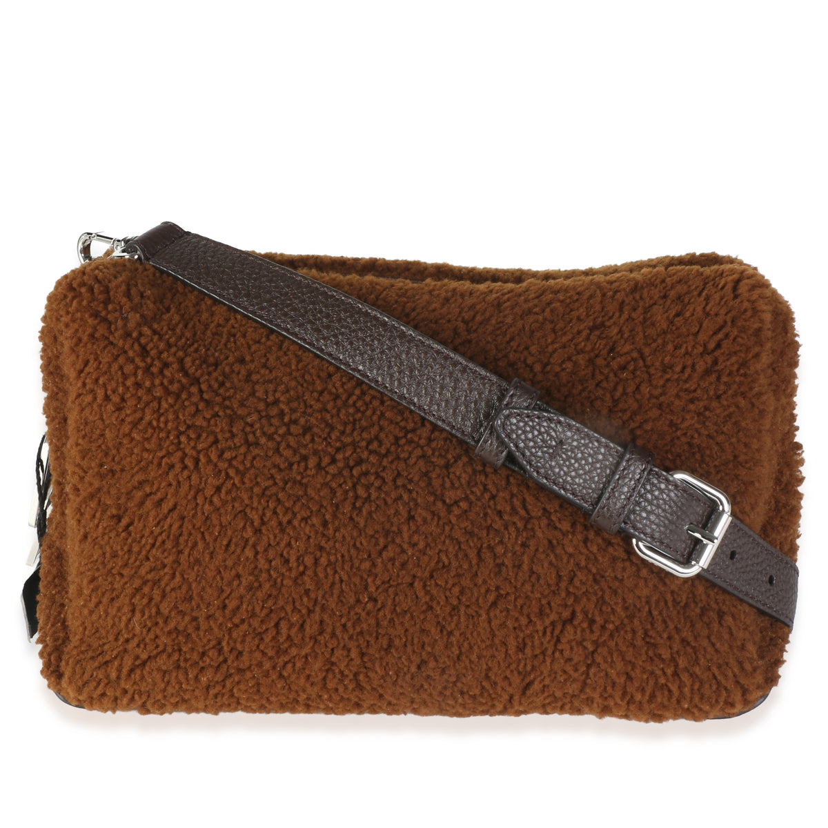 Fendi Brown Shearling Medium Liu Shoulder Bag Handbag id