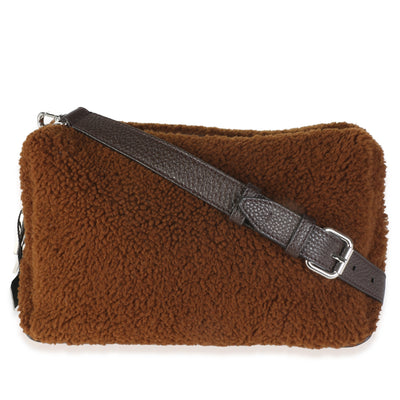 Fendi Brown Shearling Medium Liu Shoulder Bag Handbag id