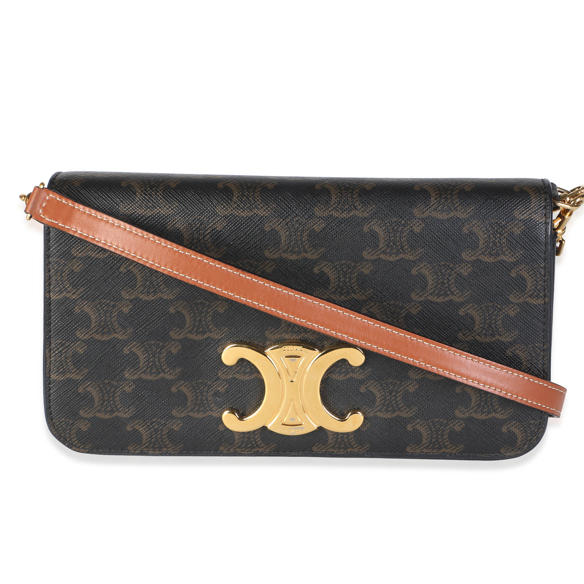 Celine Brown Triomphe Canvas Multipochette Shoulder Bag Handbag id