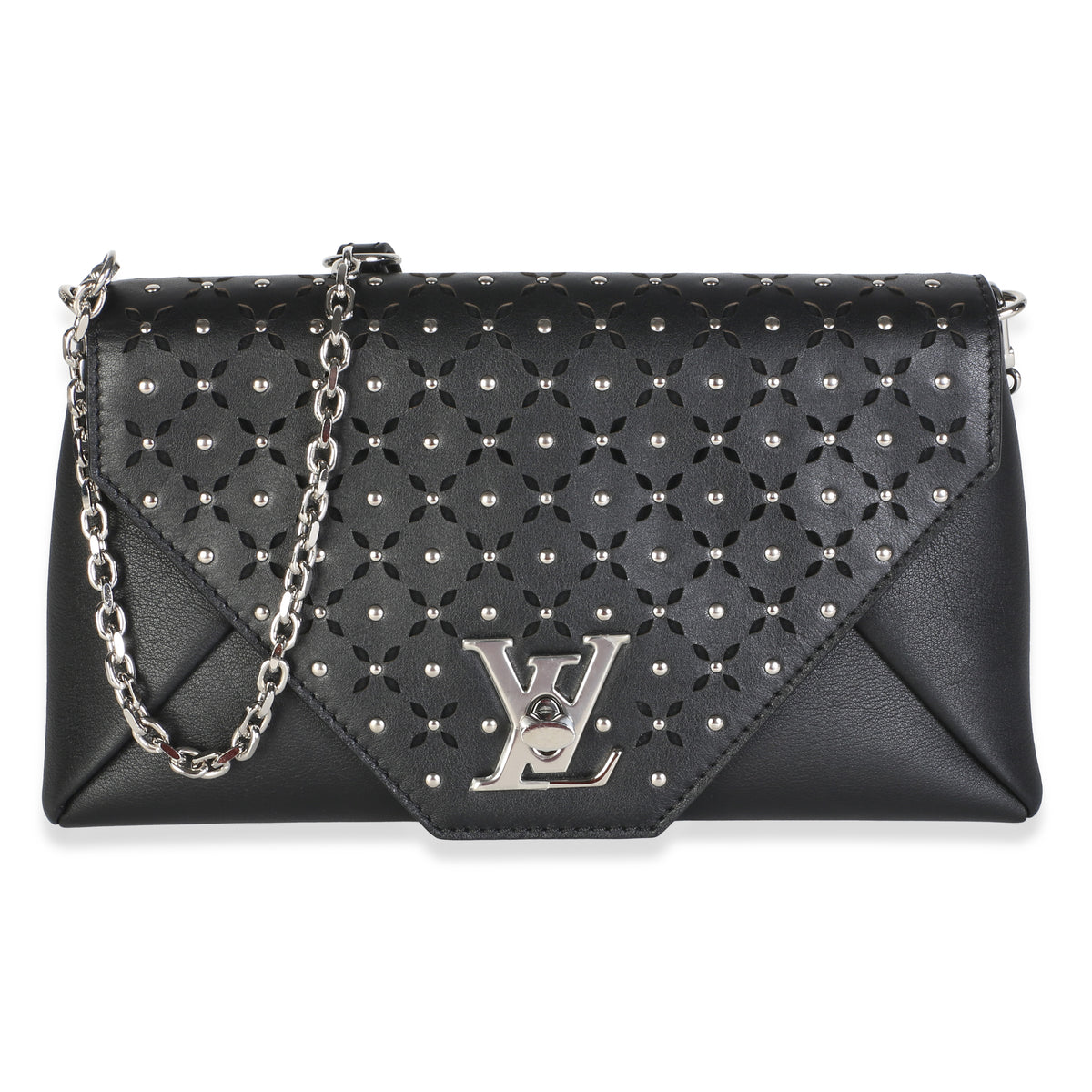 Louis Vuitton Black Studded Calfskin Love Note Bag Handbag id