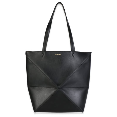 Loewe Black Shiny Calfskin Medium Puzzle Fold Tote Handbag id