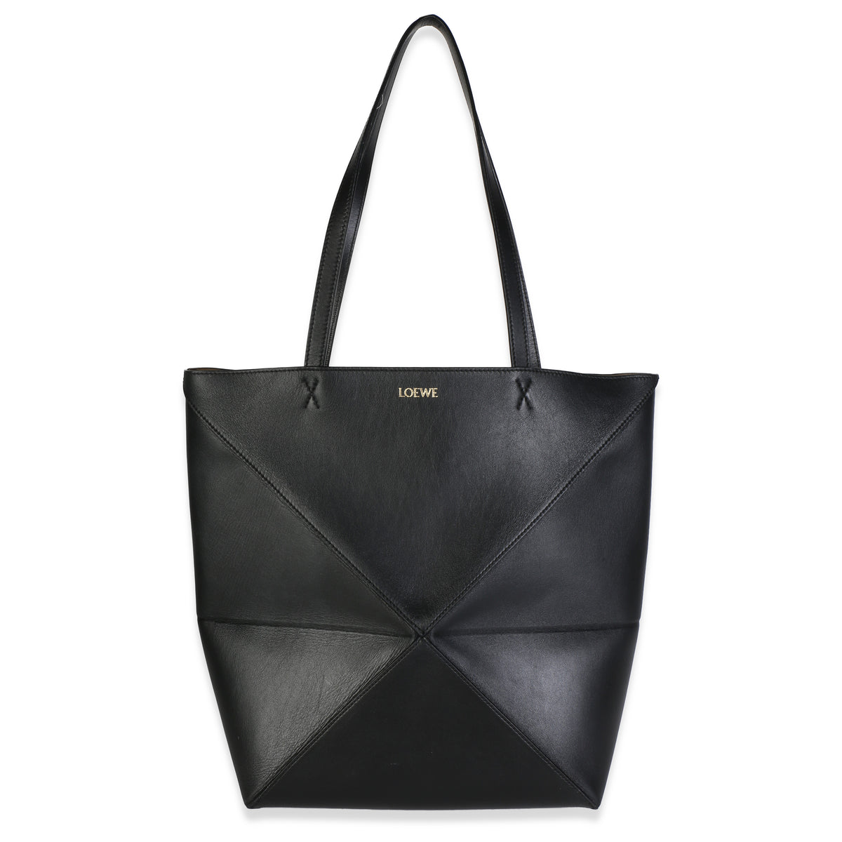 Loewe Black Shiny Calfskin Medium Puzzle Fold Tote Handbag id
