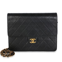 Chanel Vintage 24k Black Quilted Lambskin Square Single Flap Bag Handbag id