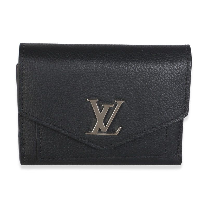 Louis Vuitton Black Calfskin Mylockme Compact Wallet Handbag id