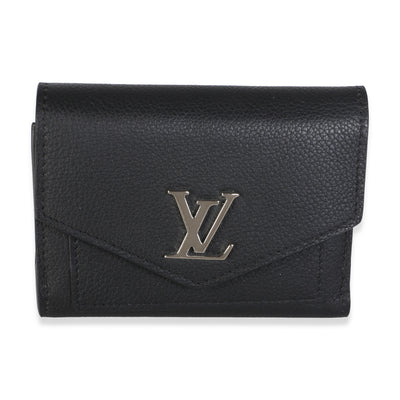 Louis Vuitton Black Calfskin Mylockme Compact Wallet Handbag id