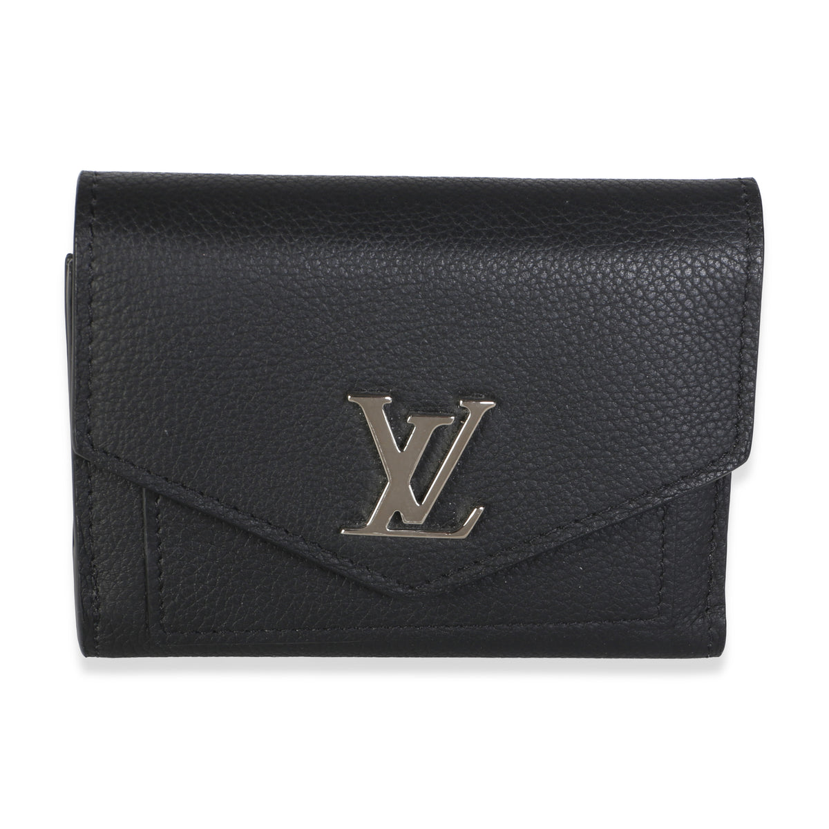 Louis Vuitton Black Calfskin Mylockme Compact Wallet Handbag id