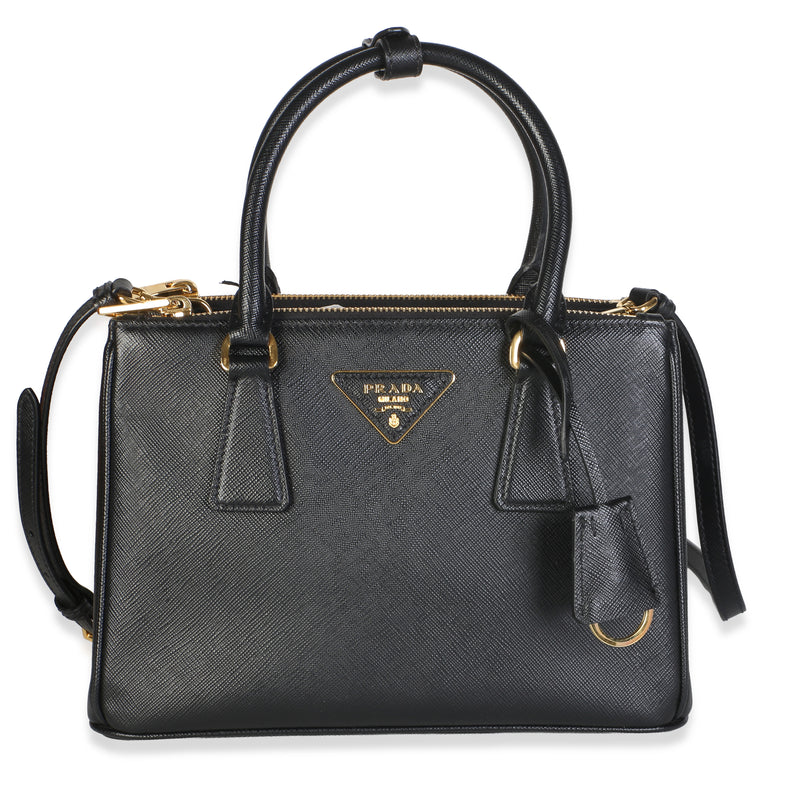 Prada Black Saffiano Lux Mini Galleria Double Zip Tote Handbag id