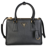 Prada Black Saffiano Lux Mini Galleria Double Zip Tote Handbag id