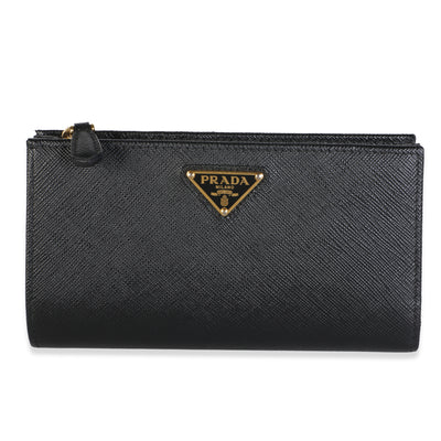 Prada Black Saffiano Long Flap Wallet Handbag id