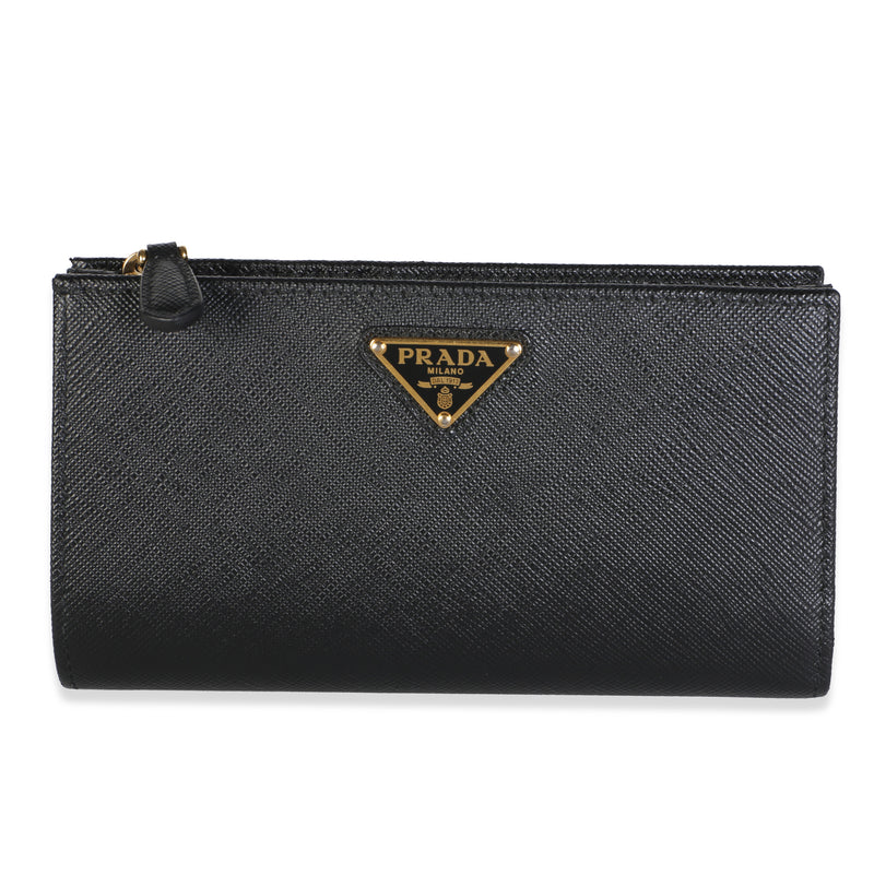 Prada Black Saffiano Long Flap Wallet Handbag id