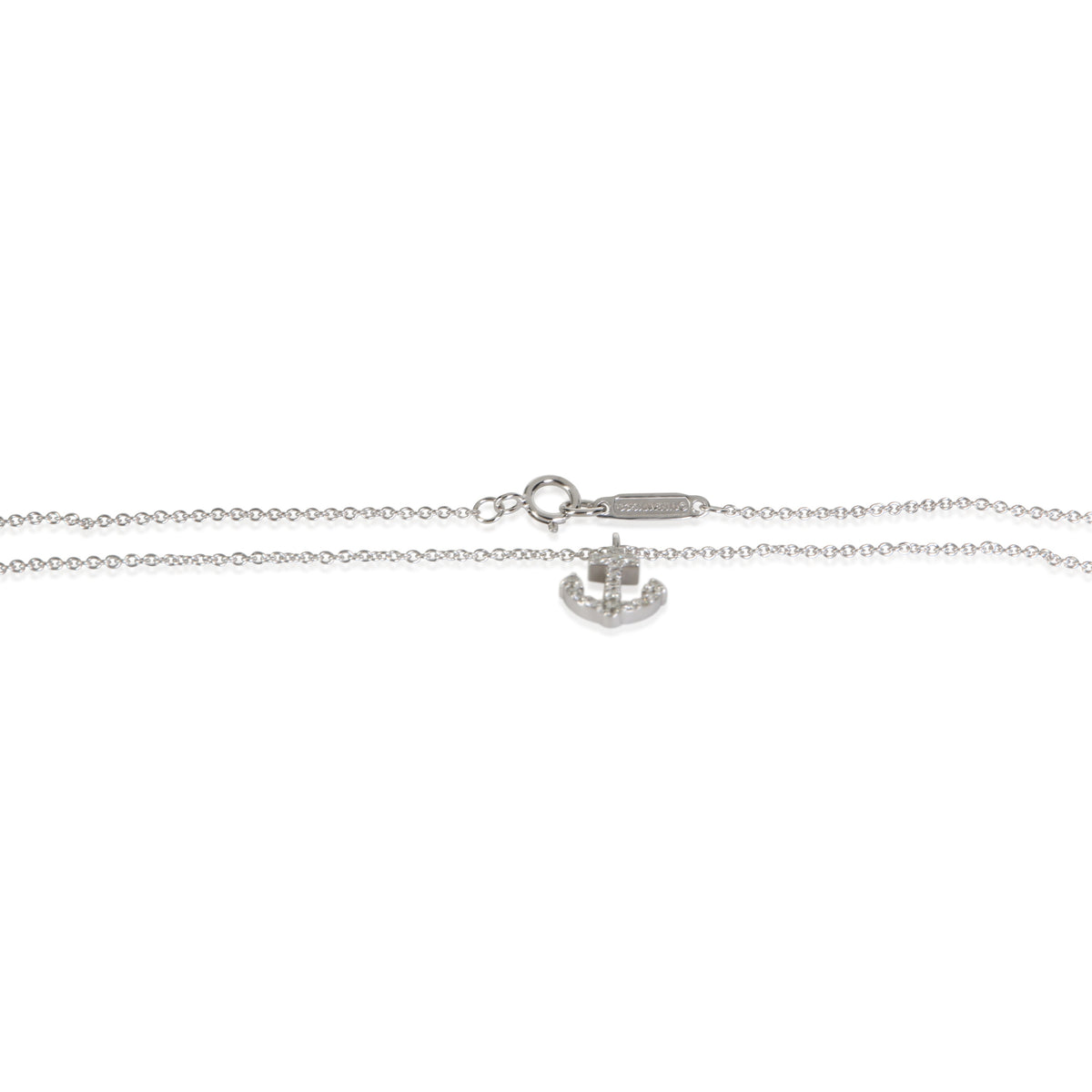 Tiffany & Co. White Gold Diamond Mini Anchor Pendant 2