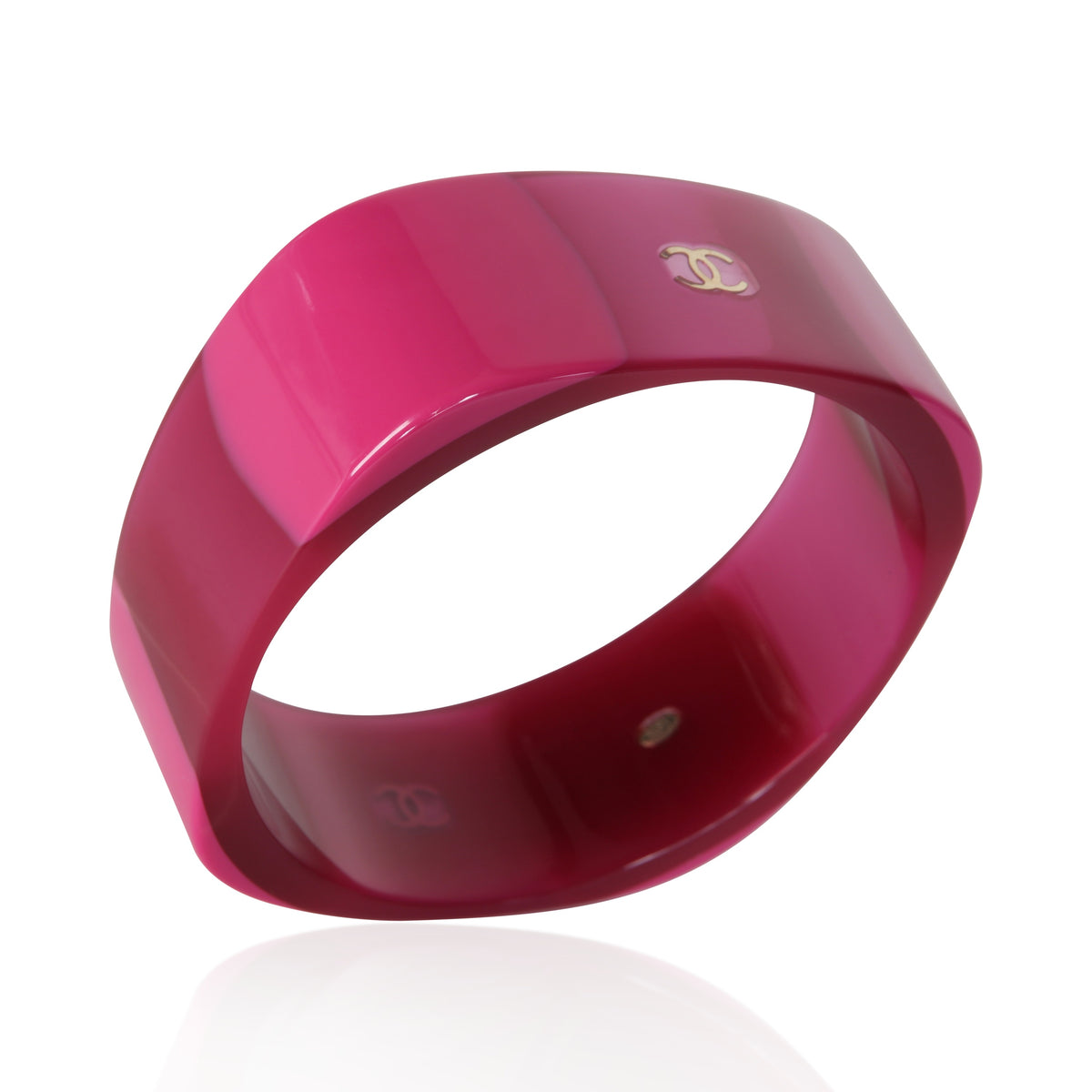 Chanel 2009 Pink Resin Bangle Bracelet 4