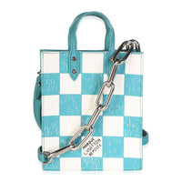 Louis Vuitton Teal White Damier Checker Canvas Sac Plat XS Handbag id