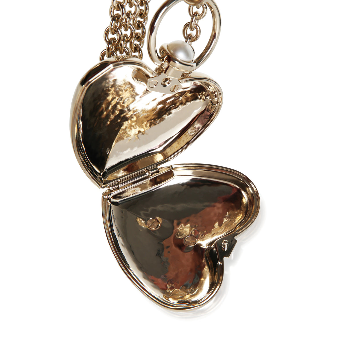Chanel Gold Plated 2022 Heart CC Locket Pendant 2