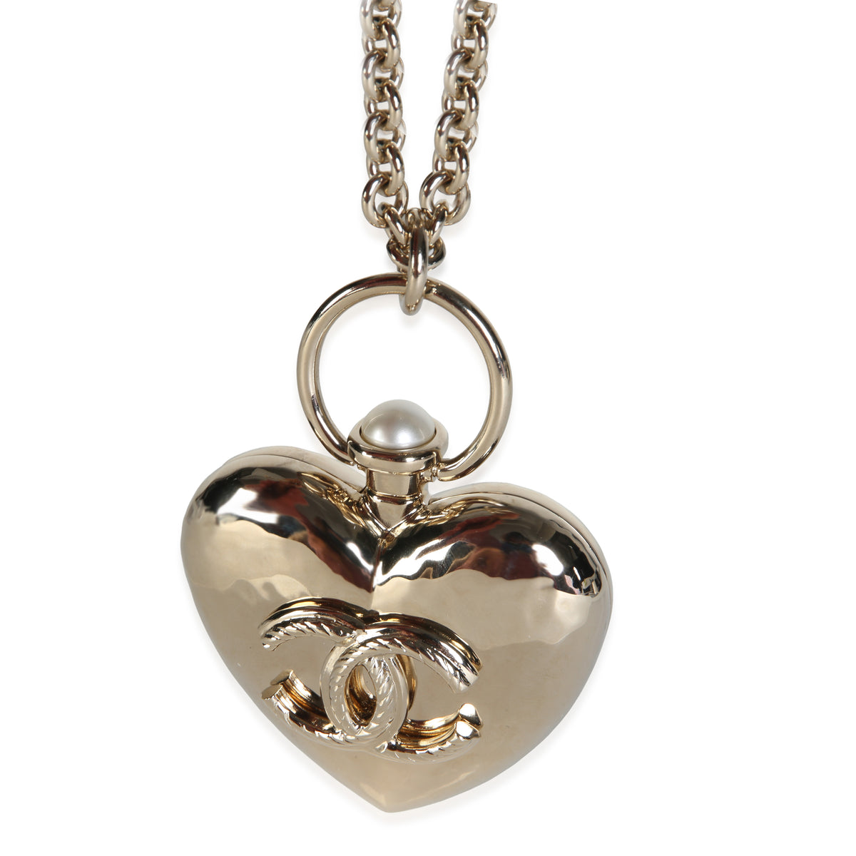 Chanel Gold Plated 2022 Heart CC Locket Pendant id