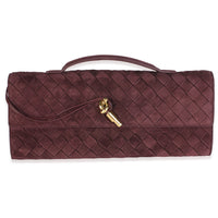 Bottega Veneta Deep Mahogany Supple Intrecciato Suede Andiamo Clutch Handbag id