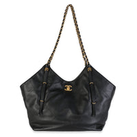 Chanel 25S Black Quilted Calfskin Coco Shopping Tote Handbag id