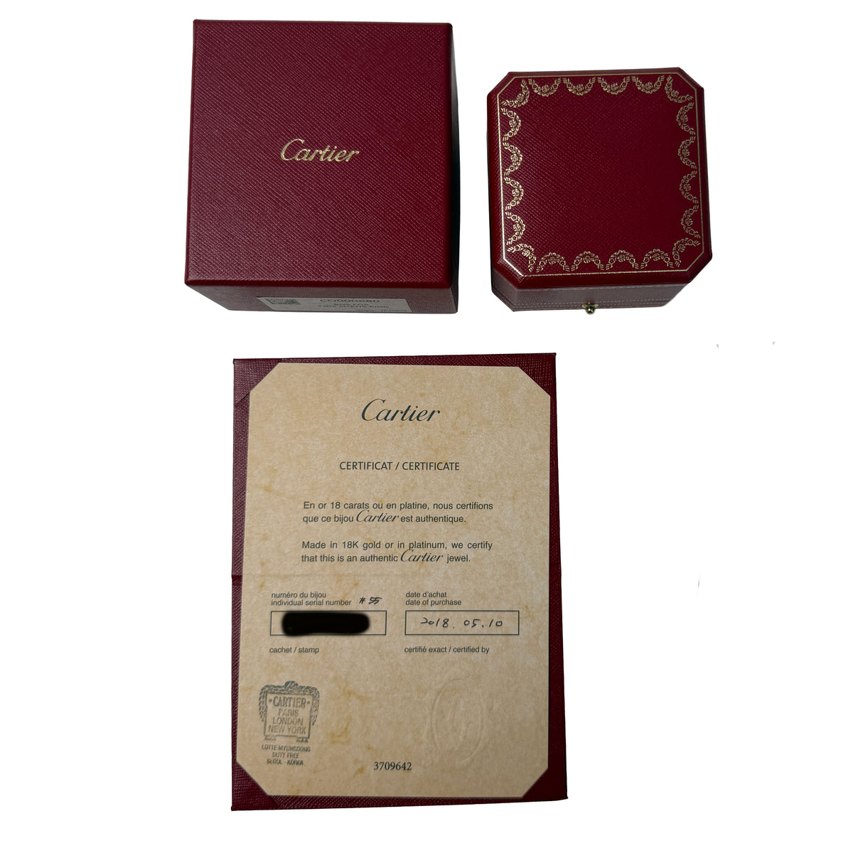 Cartier Platinum Diamond C de  Band box