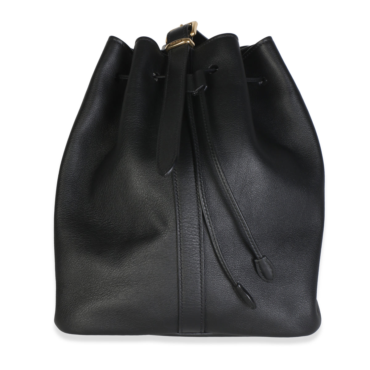 Miu Miu Black Nappa Logo Embossed Bucket Bag Handbag id